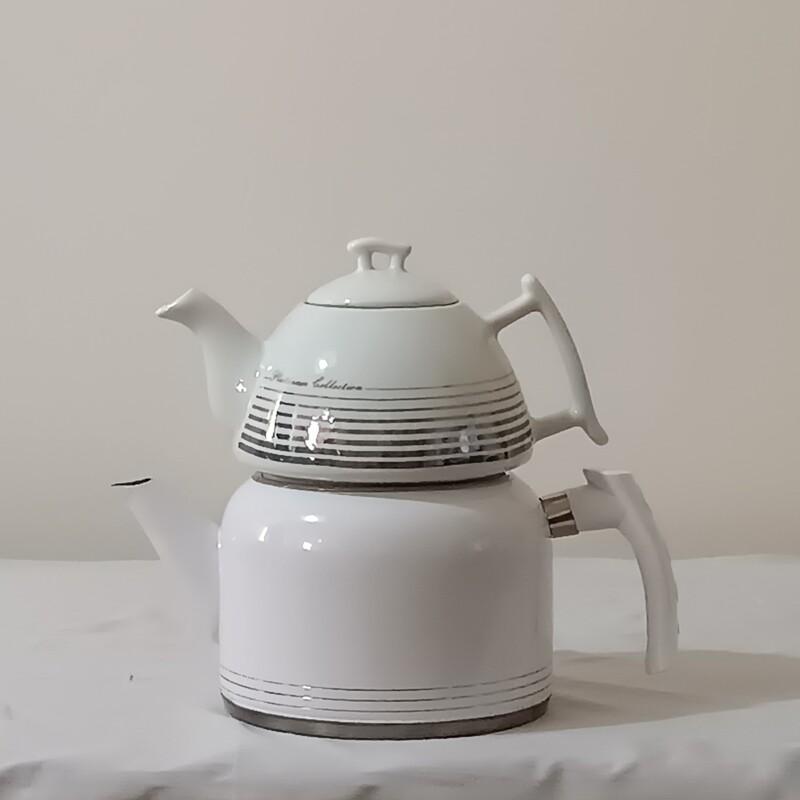 کتری  استیل با قوری چینی