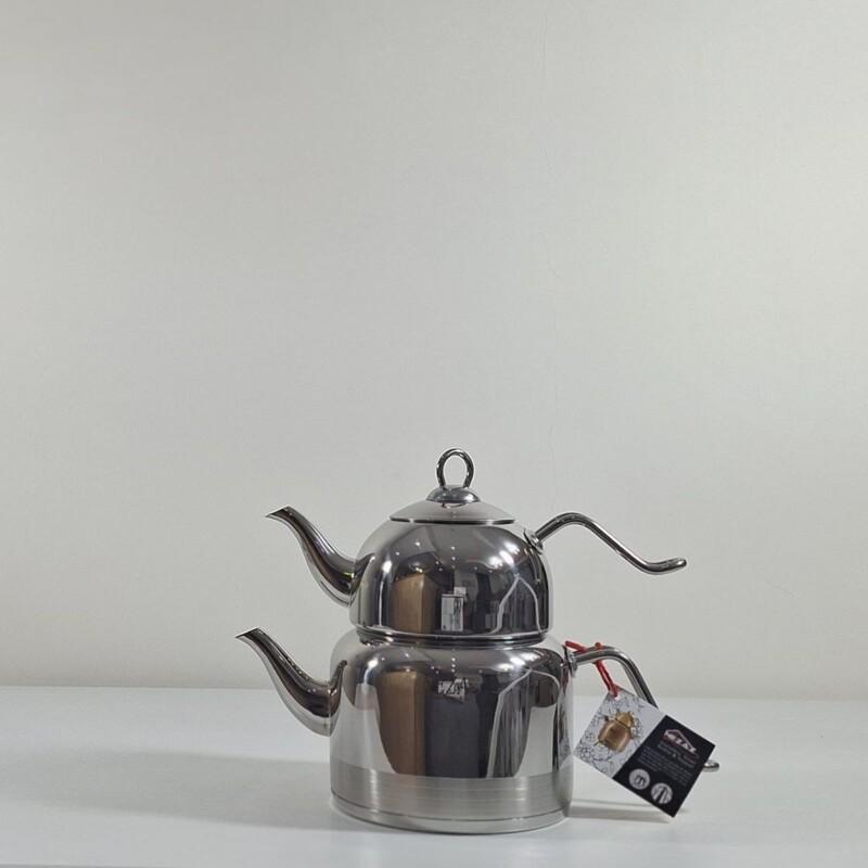 ست کتری قوری  دسته استیل نزاز کد 2405  تمام استیل 3 لیتری